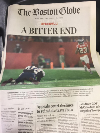 An early edition of the Boston Globe that reached streets in Florida. (Credit: Boston Herald)